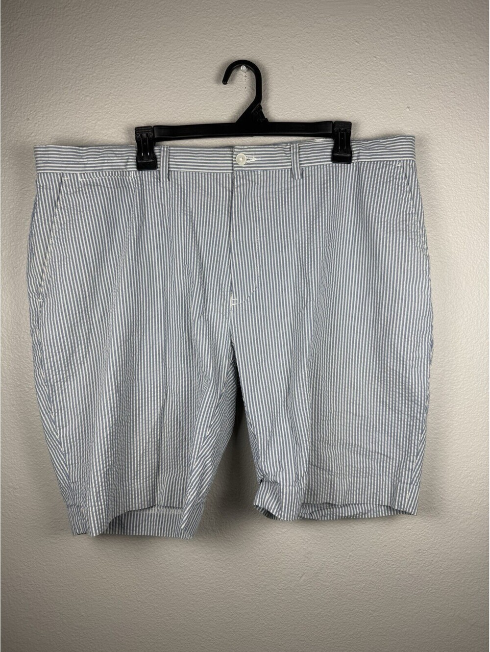 Vintage Polo Ralph Lauren Seersucker Shorts 40 Blue White Stripe Cotton 9 In